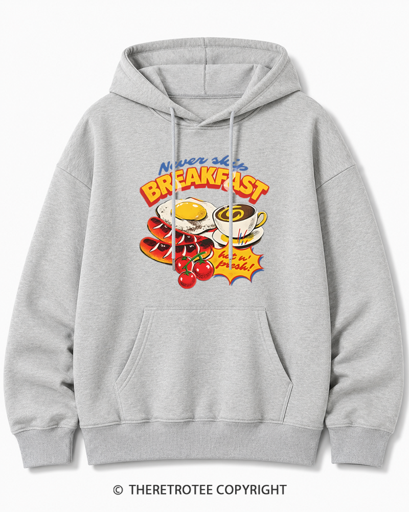 TheRetroTee Never Skip Breakfast 1960s Cotton Hoodie