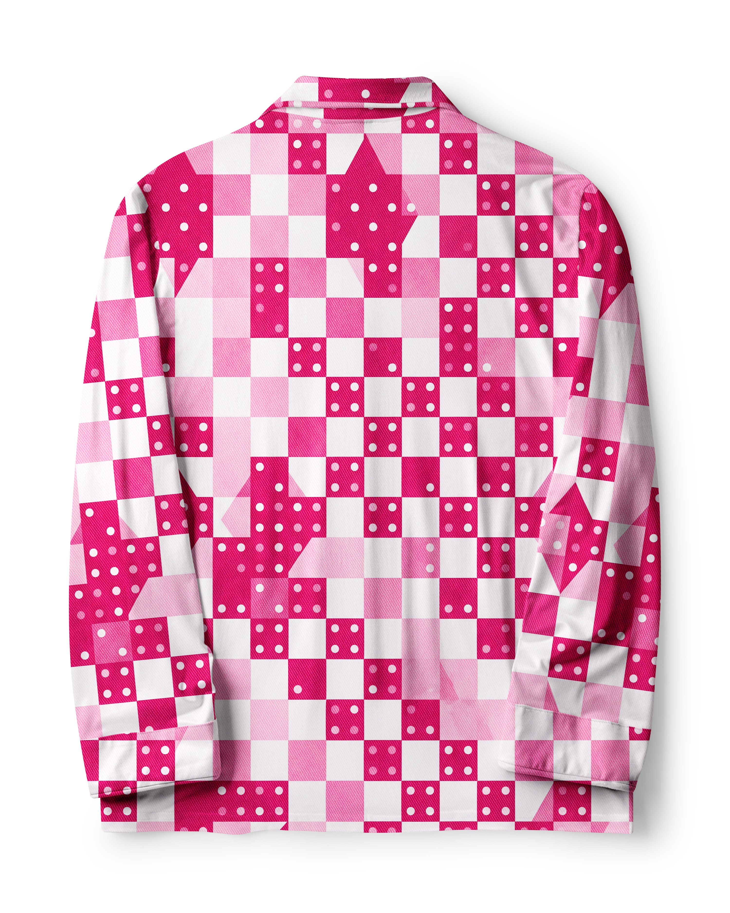 TheRetroTee Hot Pink Dot Checker Vintage Pajama Set